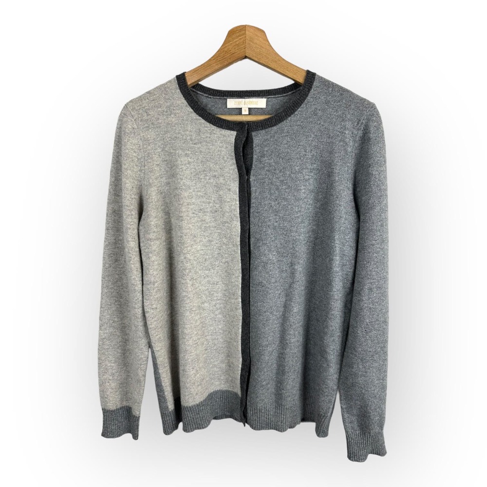 Anthropologie Zynni Cashmere Womens Medium Button Front Sweater Cardigan Gray